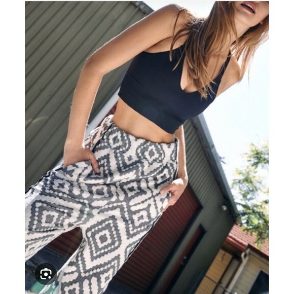 Free People Black and White Geometric Joggers - Picture 2 of 11